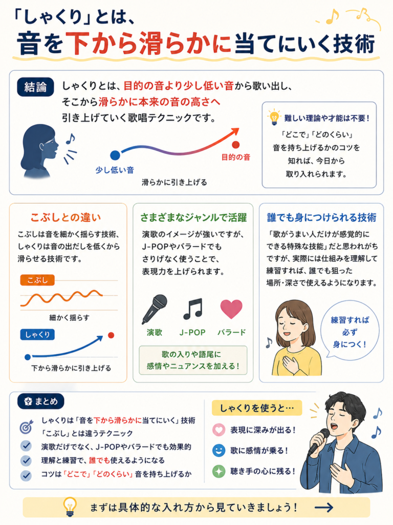 しゃくりとは音を下から滑らかに当てにいく技術