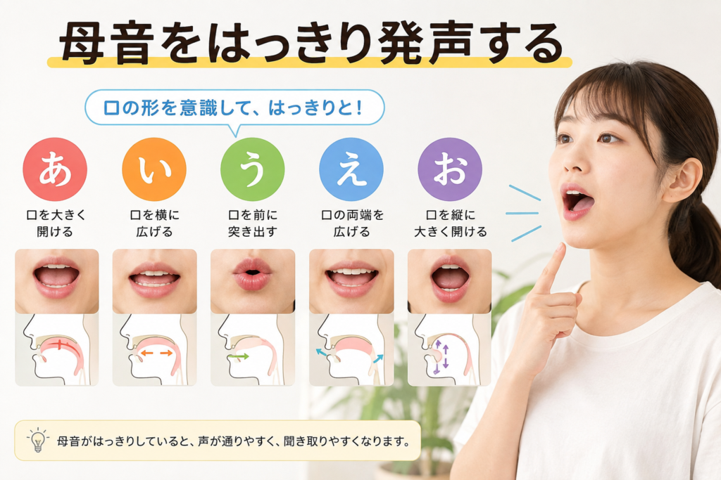 母音をはっきりと発声する